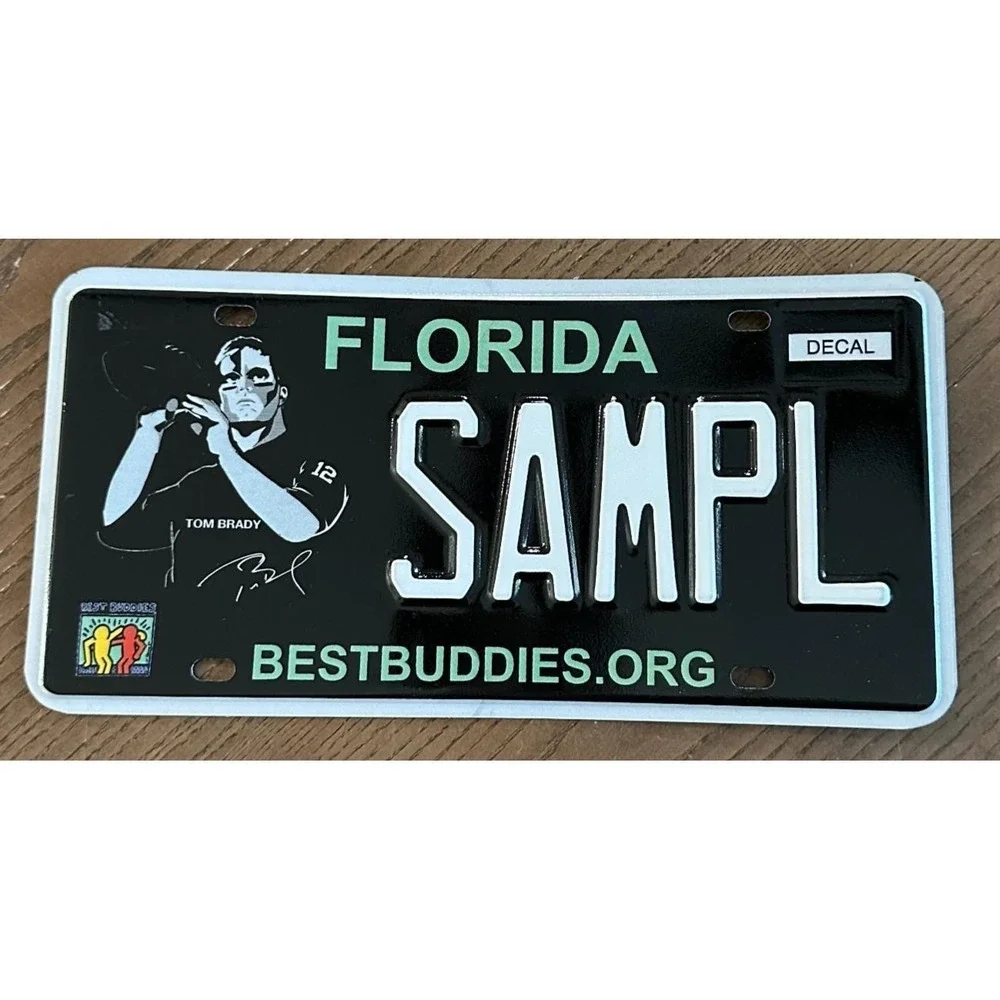 Florida License Plate Tom Brady Best Buddies Sample DMV Plate